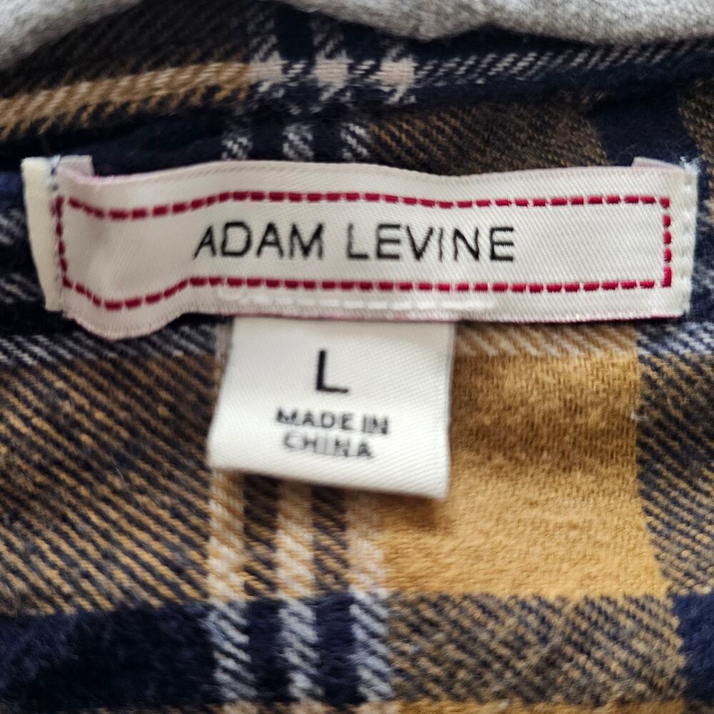 Adam Levine Women's Flannel Hooded Button Up Top, Tan Black White 2 of 5 - Picture 4 of 12